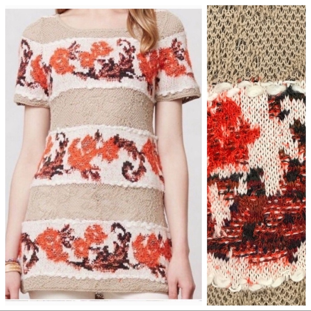 Anthropologie knitted & knotted short sleeve tunic sweater